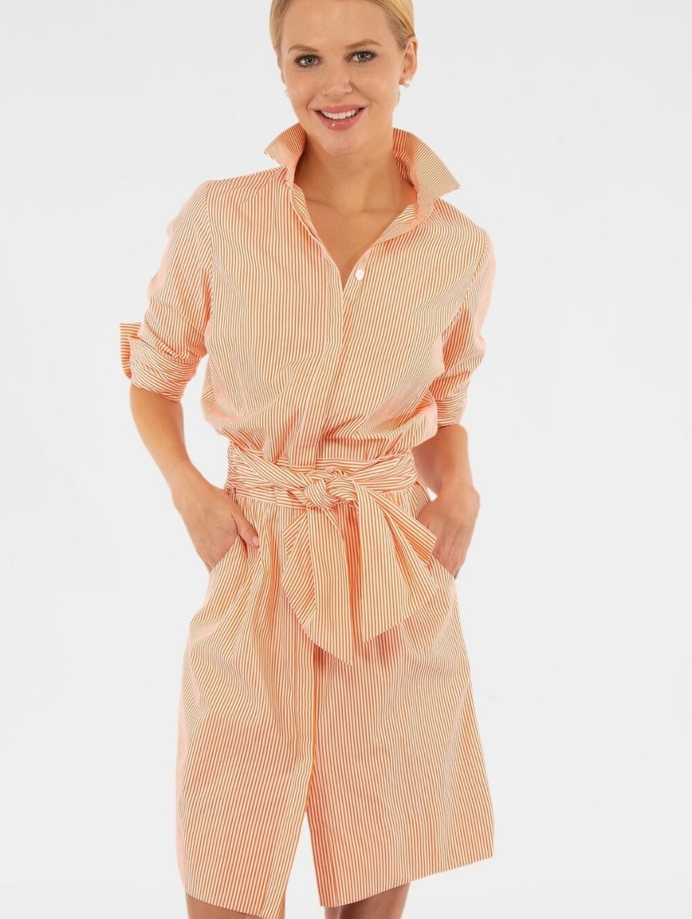 Gretchen Scott Wash & Wear Breezy Blousen Stripe Dress Size L - Picture 2 of 7